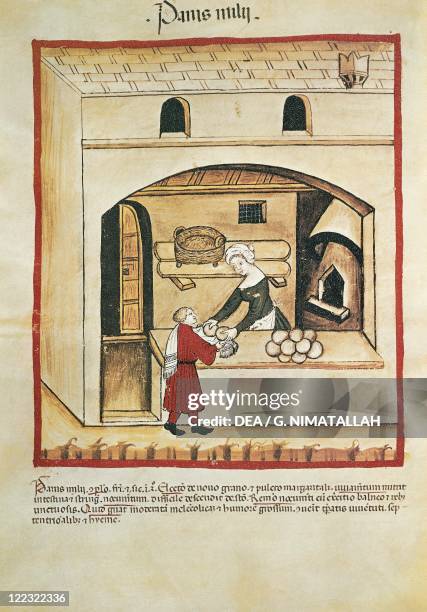 Italy, Millet bread, miniature by Giovannino de Grassi from Tacuinum Sanitatis.