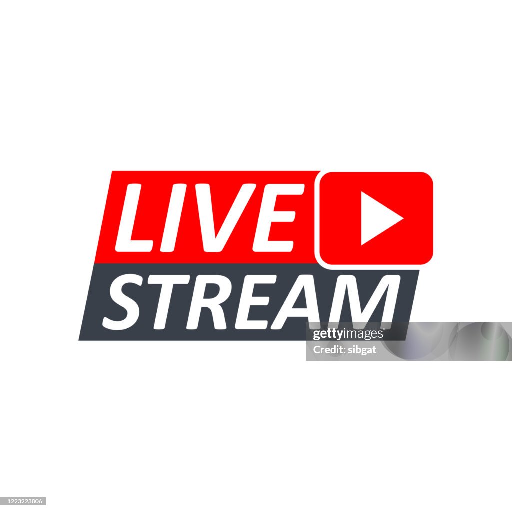 Stream Name Sign Live Stream Sign Red Symbol Button Of Live Streaming Broadcasting ...