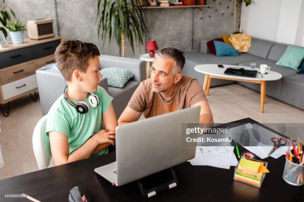 Father Putting Work First Proud Father Praise His Diligent Son After He Done Amazing Work With ...