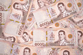 Thai banknotes background, thai money 1,000 baht.