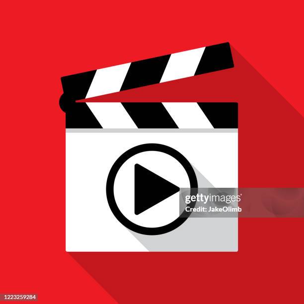 stockillustraties, clipart, cartoons en iconen met clapboard play knop 2 - filmen