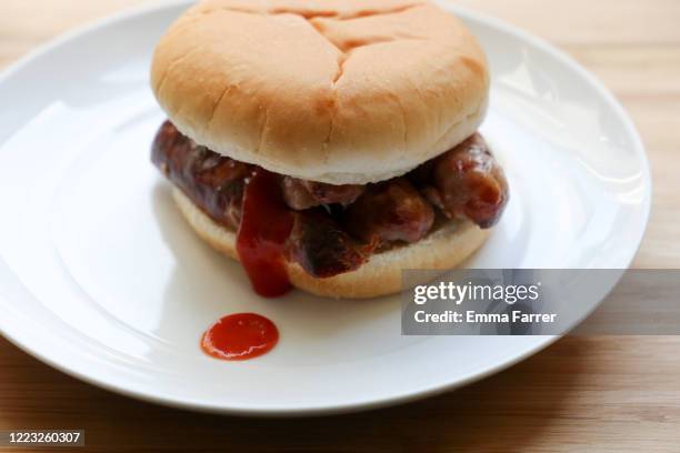 sausage barm - sausage sandwich stock pictures, royalty-free photos & images