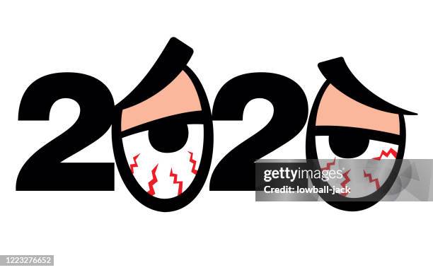 2020 covid-19 crisis year - tired eyes stock illustrations