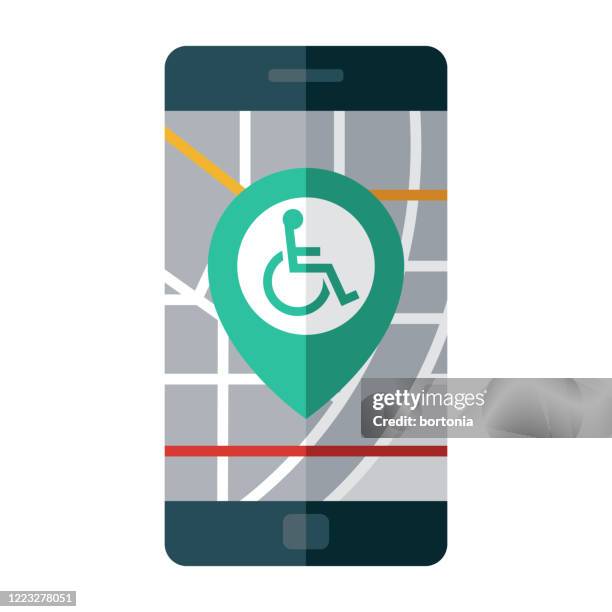 ilustrações de stock, clip art, desenhos animados e ícones de wheelchair accessibility map pin icon - acesso para cadeiras de rodas