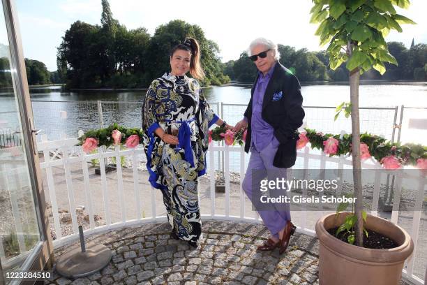 Bernd Herzsprung and his girlfriend Oezlem Schaefer during the birthday party for Ulrike Huebner at Restaurant Seehaus on June 27, 2020 in Munich,...