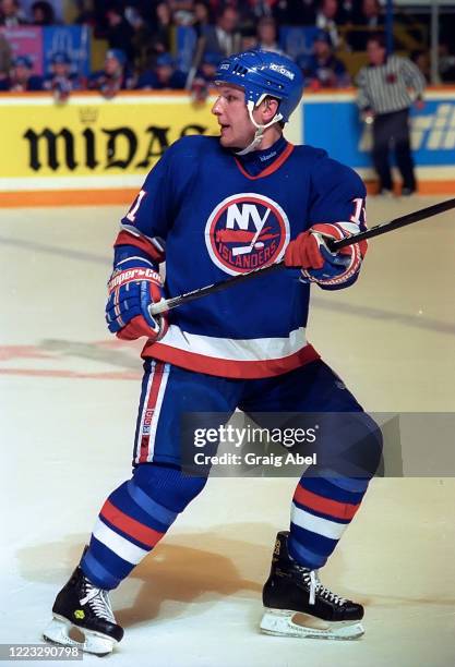 Darius Kasparaitis of the New York Islanders skates against the Toronto Maple Leafs during NHL game action on January 26, 1994 at Maple Leaf Gardens...