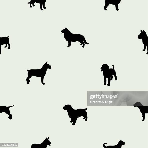 variety of dogs seamless pattern - panting stock illustrations