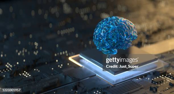 künstliche intelligenz-technologie - brain computer stock-fotos und bilder