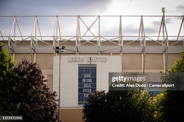 General view of Elland Road, home of Leeds United during the Sky Bet Championship match between Leeds United and Fulham at Elland Road on June 27,...