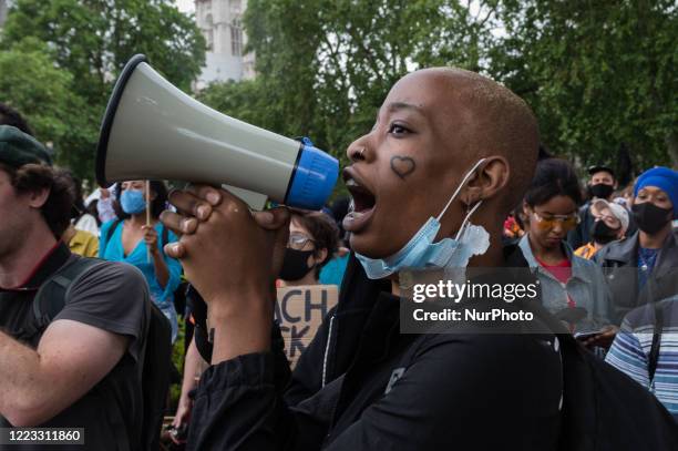 Thousands of transgender people and their supporters gather in Parliament Square after marching through central London to celebrate the Black trans...