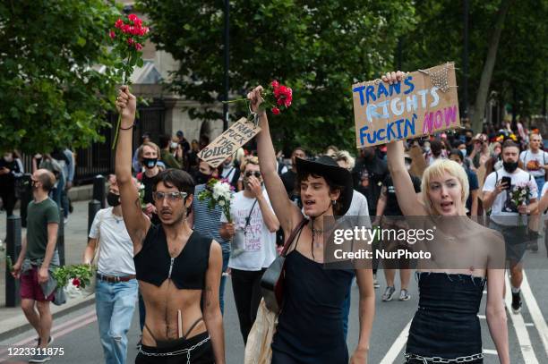 Thousands of transgender people and their supporters march through central London to Parliament Square to celebrate the Black trans community,...