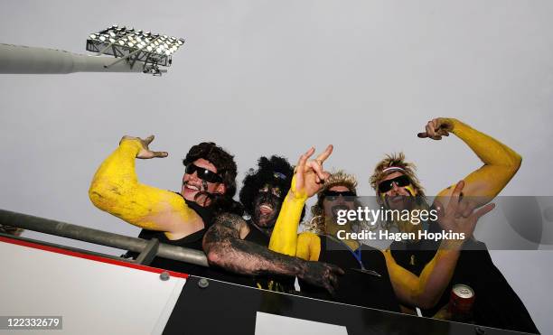 Taranaki fans show their support during the round 13 ITM Cup match between Taranaki and Hawke's Bay at Yarrow Stadium on August 28, 2011 in New...
