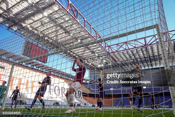 Giacomo Bonaventura of AC Milan during the Italian Serie A match between AC Milan v AS Roma at the San Siro on June 28, 2020 in Milan Italy