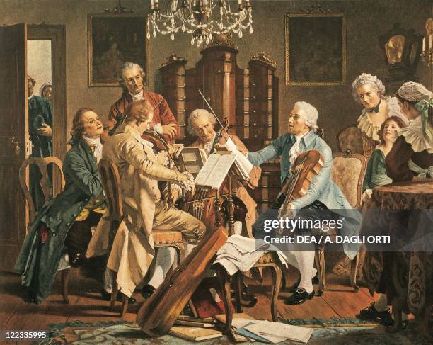 Austria - 19th century. Franz Joseph Haydn conducting a string quartet.