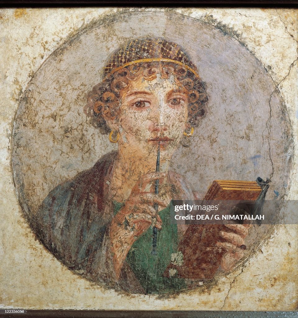 Roman civilization, Portrait of woman known as Sappho. From Pompeii