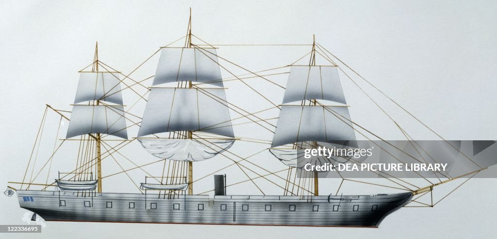 Uss Unity Sloop Naval ships - United States Navy screw sloop USS Hartford, 1858 ...