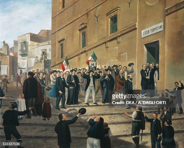 Italy - 19th century, Expedition of the Thousand - The masses celebrate the arrival of Garibaldi's Supporters in Termini Imerese, June 1860.