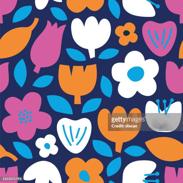 modern abstract floral seamless pattern. - scandinavian summer stock illustrations