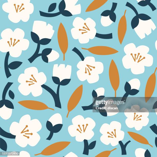 modern abstract floral seamless pattern. - midsummer scandinavia stock illustrations