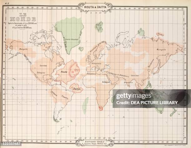 Cartography. William Scott-Elliott, planisphere from Histoire de l'Atlantide .