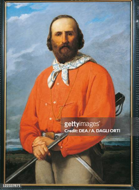 Portrait of Giuseppe Garibaldi , Italian military general, patriot and politician. Painted by Silvestro Lega , 1861.