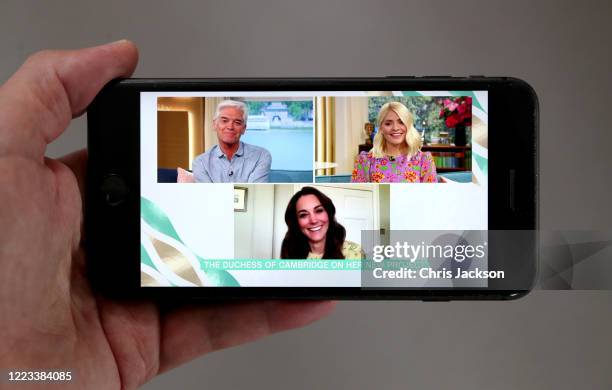 In this photo illustration Catherine, Duchess of Cambridge is being interviewed by ITV's This Morning about the launch of Hold Still on May 07, 2020...