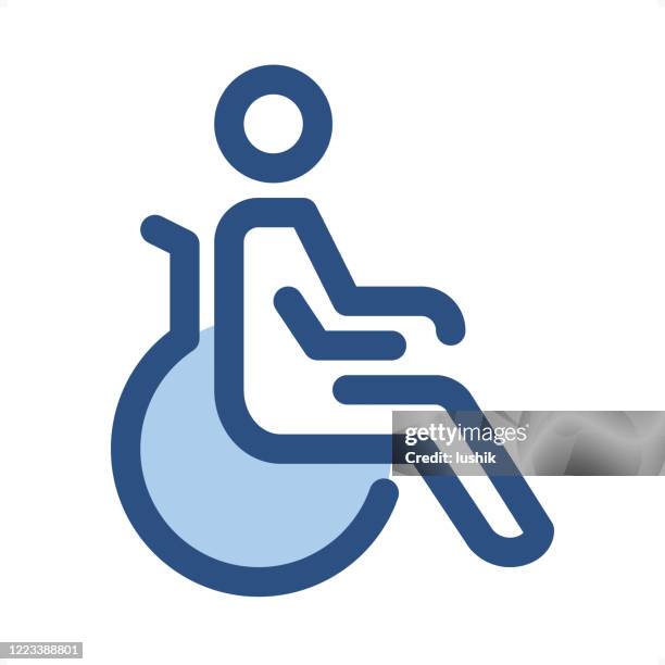 accessibility sign - outline icon - pixel perfect sign - wheelchair icon stock illustrations