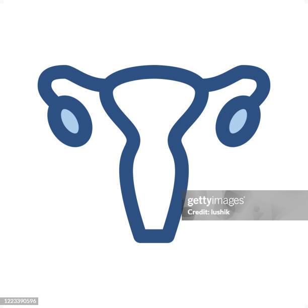 ilustraciones, imágenes clip art, dibujos animados e iconos de stock de uterus - icono de esquema - pixel signo perfecto - útero humano