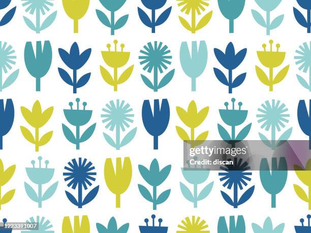 ilustrações de stock, clip art, desenhos animados e ícones de modern abstract floral seamless pattern. - northern europe