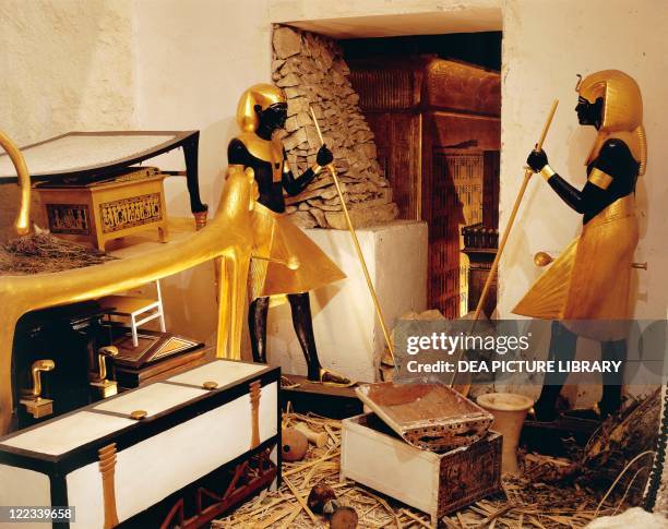 Egypt - Cairo - Pharaonic Village. Replica of King Tutankhamen's tomb as was found by Howard Carter at the time of discovery, in November 1922....