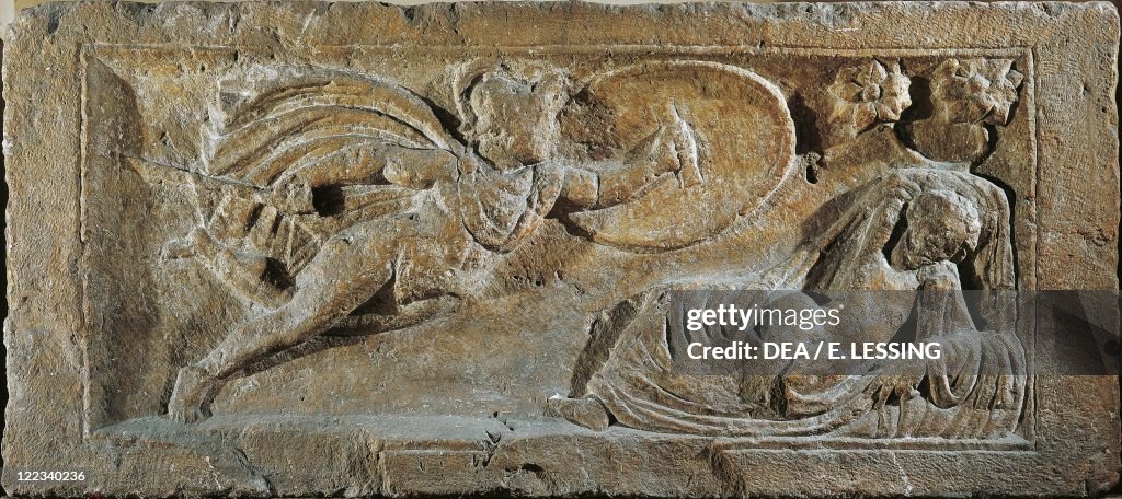 Hungary, Vac, Relief representing Mars (god of war) and Rhea Silvia (mother of Romulus and Remus)