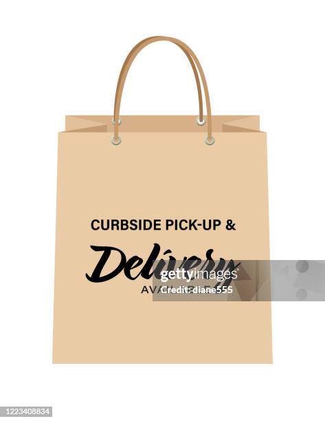 stockillustraties, clipart, cartoons en iconen met curbside pick-up and delivery bags - handle