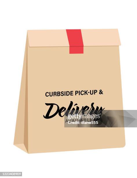 curbside pick-up and delivery bags - paper bag stock illustrations