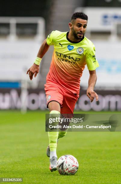 Manchester Citys Riyad Mahrez during the FA Cup Quarter Final match between Newcastle United and Manchester City at St. James Park on June 28, 2020...