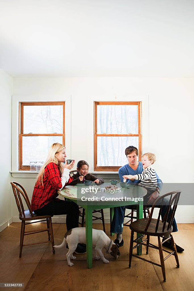 Family having breakfast