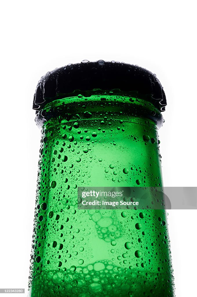 Bottle of lager, close up
