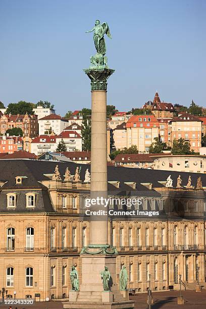 column in schlossplatz by new palace, stuttgart, germany - stuttgart stock pictures, royalty-free photos & images