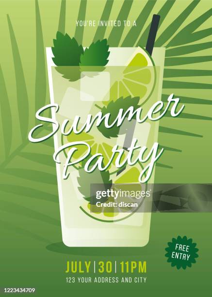 summer party invitation. - cocktail party invitation stock illustrations