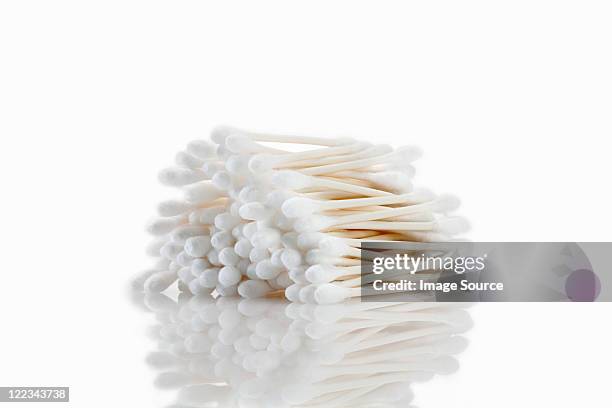 stack of cotton wool buds - 綿棒 ストックフォトと画像