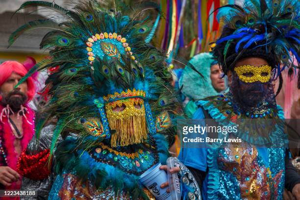 The Society of Saint Anne parade during Mardi Gras on 25th February 2020 in Bywater district of New Orleans, Louisiana, United States. Mardi Gras is...