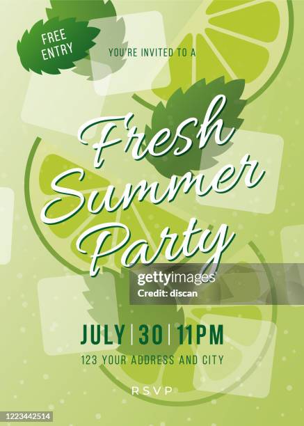 ilustrações de stock, clip art, desenhos animados e ícones de summer party invitation. - happy hour