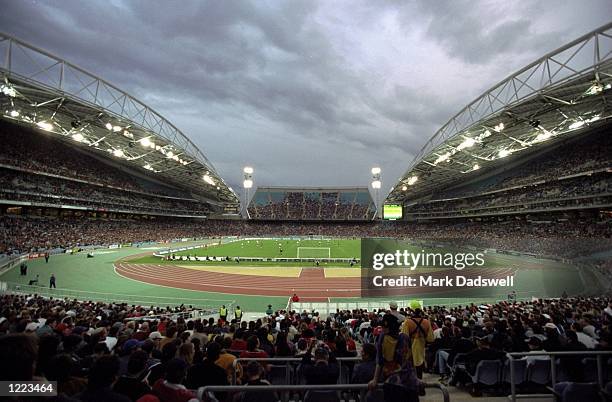 General view of Stadium Australia during the friendly match between Australia and Manchester United played at Stadium Australia in Sydney, Australia....