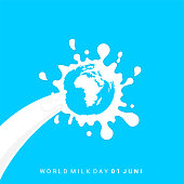 Vector illustration of Milk is splashed to earth