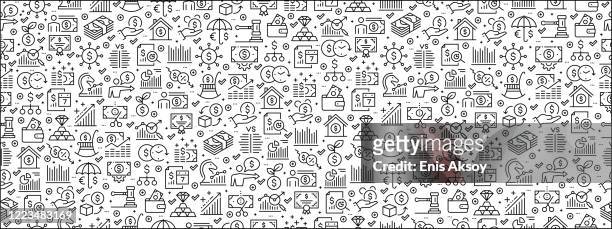 seamless pattern with wealth management icons - financial figures accounting stock illustrations
