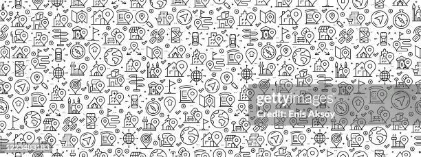 seamless pattern with navigation icons - looking same direction stock illustrations