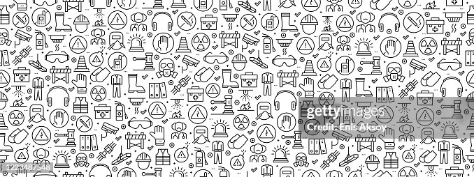 Seamless Pattern with Work Safety Icons Seamless Pattern with Work Safety Icons