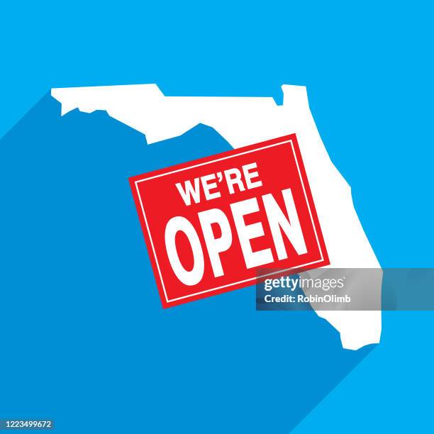 florida we're open icon - store opening stock illustrations