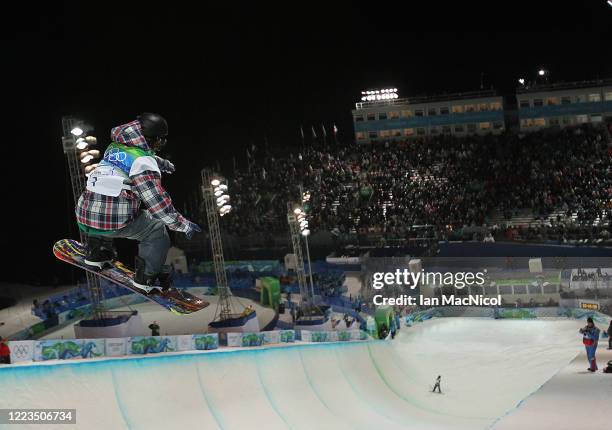 Louie Vito of the United States competes in the Snowboard Men's Halfpipe final on day six of the Vancouver 2010 Winter Olympics at Cypress Snowboard...