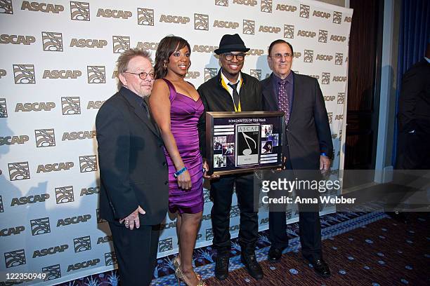 Ascap CEO Paul Williams, Nicole George, Ne-Yo and guest attend The 23rd Annual ASCAP Rhythm & Soul Music Awards at The Beverly Hilton hotel on June...