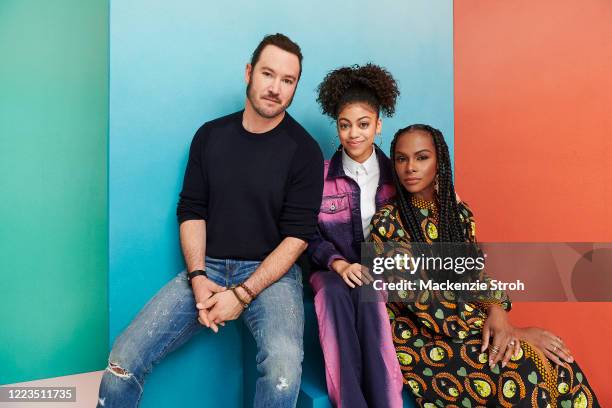 Actors Mark-Paul Gosselaar, Arica Himmel and Tika Sumpter from 'Mixed-ish' are photographed for Entertainment Weekly Magazine on February 27, 2020 at...